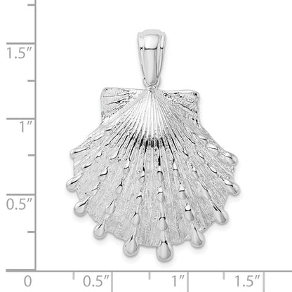 Sterling Silver De-Ani Rhodium-Plated Polished And Textured Lions Paw Shell Pendant