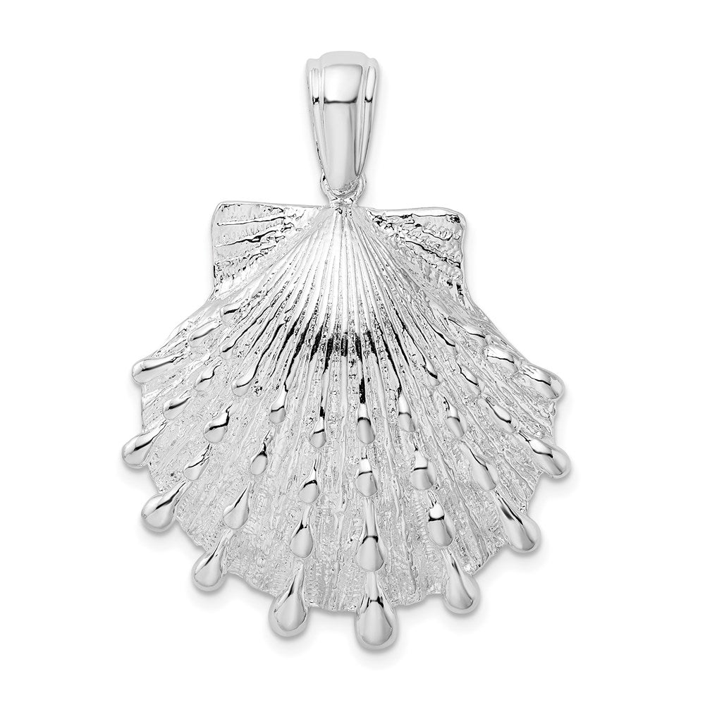 Sterling Silver De-Ani Rhodium-Plated Polished And Textured Lions Paw Shell Pendant