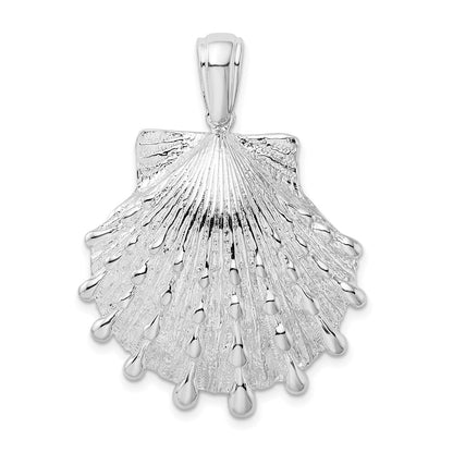 Sterling Silver De-Ani Rhodium-Plated Polished And Textured Lions Paw Shell Pendant