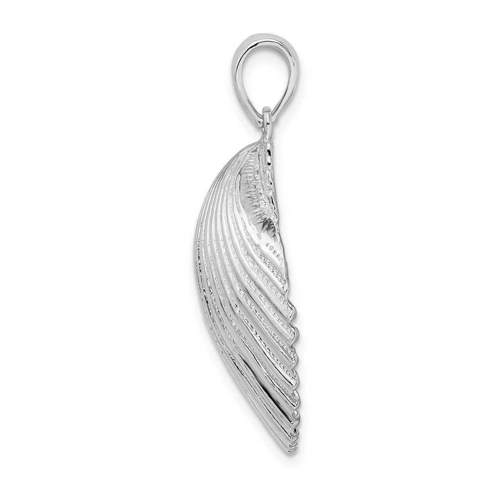 Sterling Silver De-Ani Rhodium-Plated Polished And Textured Scallop Shell Pendant