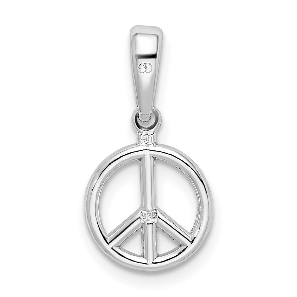 Sterling Silver De-Ani Rhodium-Plated Polished Peace Symbol Pendant