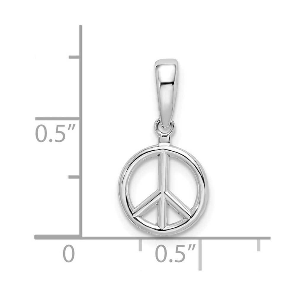 Sterling Silver De-Ani Rhodium-Plated Polished Peace Symbol Pendant