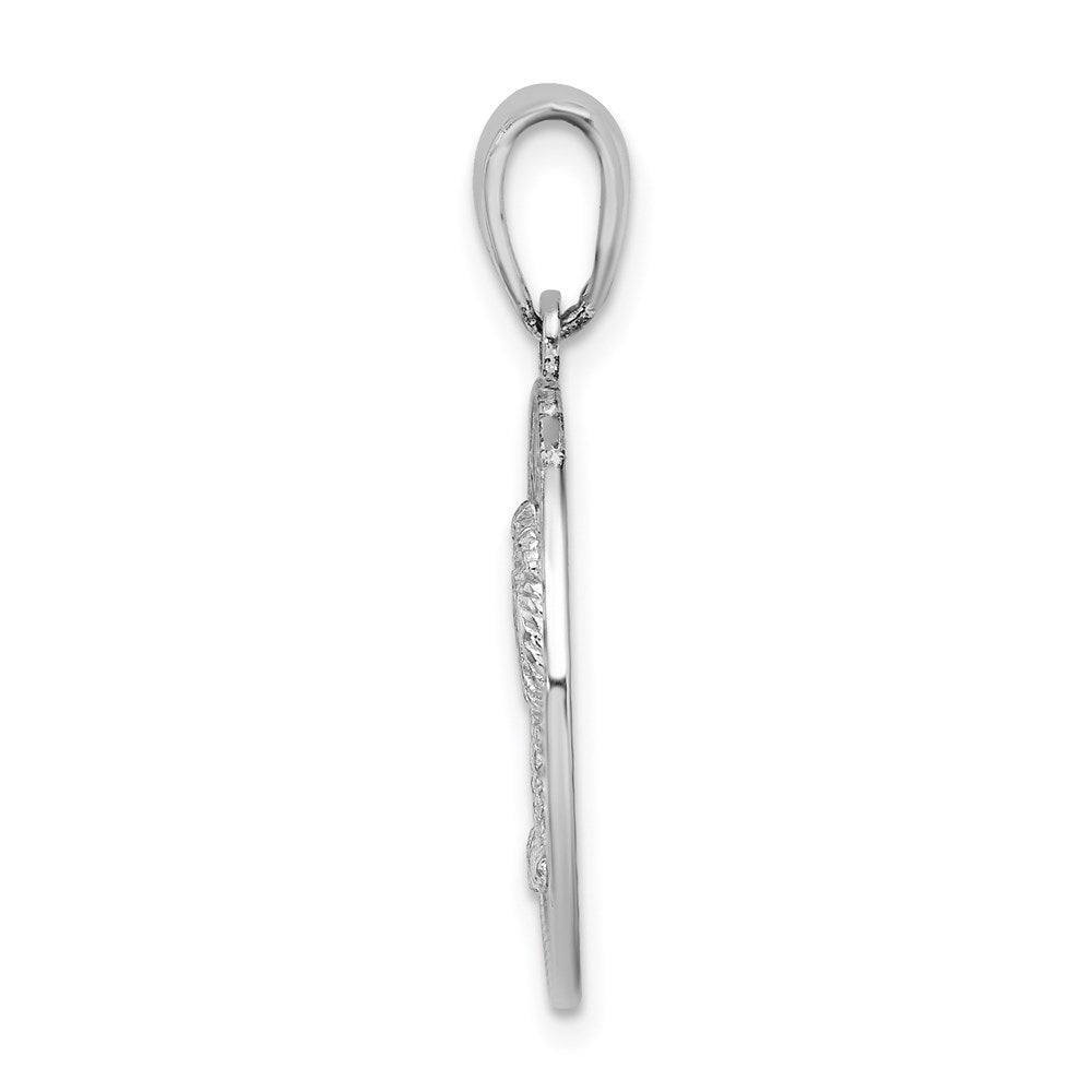 Sterling Silver De-Ani Rhodium-Plated Hilton Head With Palm Tree Round Pendant