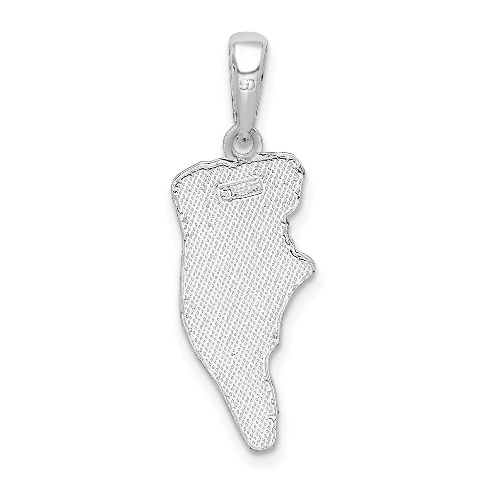 Sterling Silver De-Ani Rhodium-Plated Polished And Textured Hilton Head Map Pendant