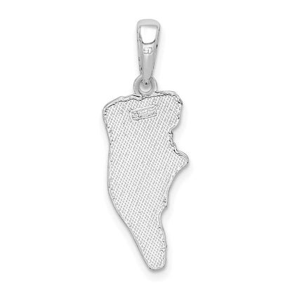 Sterling Silver De-Ani Rhodium-Plated Polished And Textured Hilton Head Map Pendant