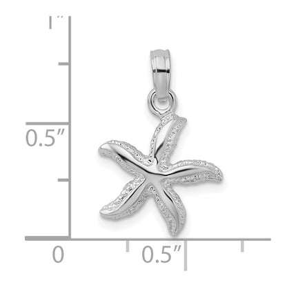 Sterling Silver De-Ani Rhodium-Plated Polished And Textured Small Starfish Pendant