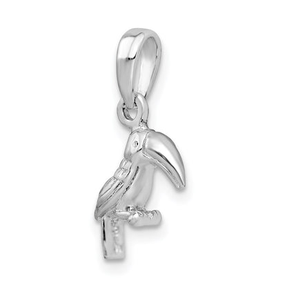 Sterling Silver De-Ani Rhodium-Plated Polished 3D Toucan Bird Pendant