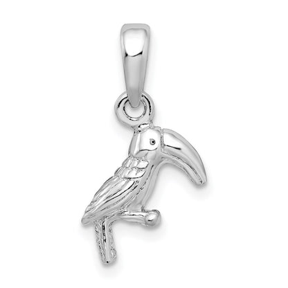 Sterling Silver De-Ani Rhodium-Plated Polished 3D Toucan Bird Pendant