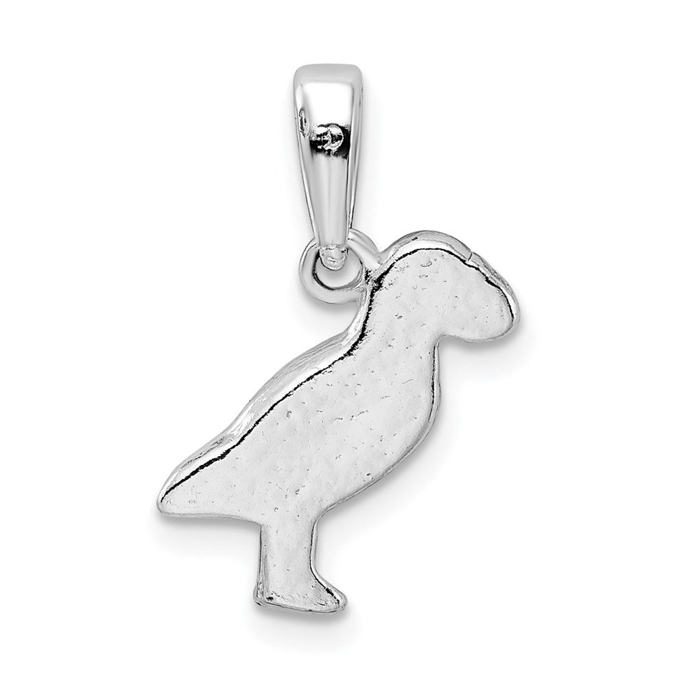 Sterling Silver De-Ani Rhodium-Plated Polished Puffin Bird Pendant
