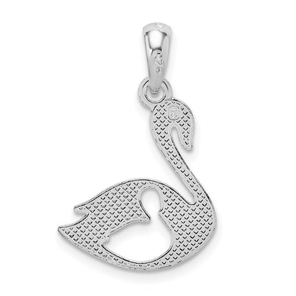 Sterling Silver De-Ani Rhodium-Plated Polished Swan With Cut Out Baby Pendant