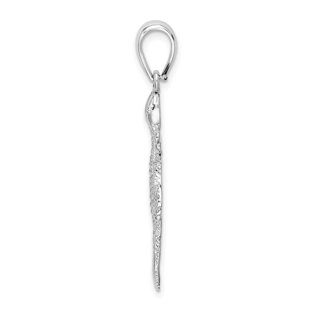 Sterling Silver De-Ani Rhodium-Plated Polished And Textured Gecko Pendant