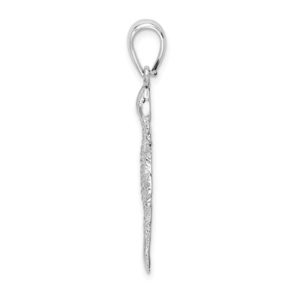 Sterling Silver De-Ani Rhodium-Plated Polished And Textured Gecko Pendant
