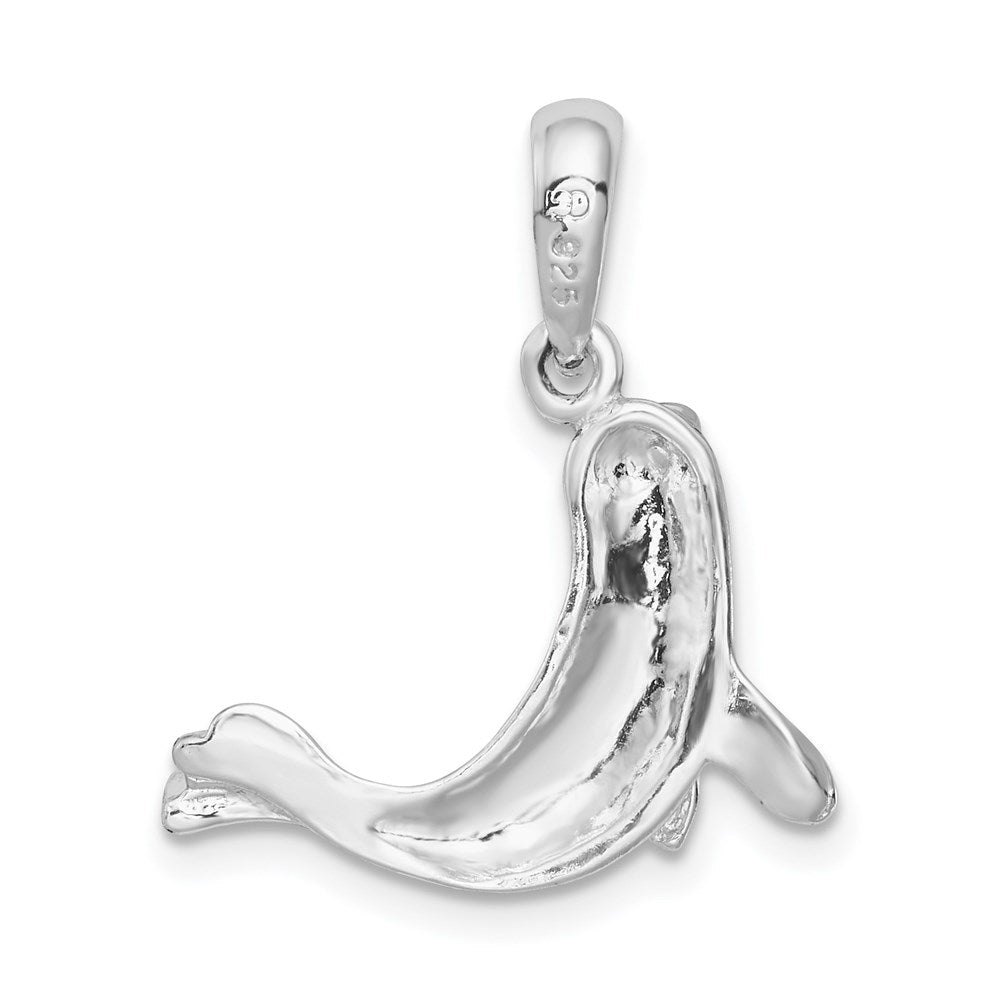 Sterling Silver De-Ani Rhodium-Plated Polished Seal Pendant