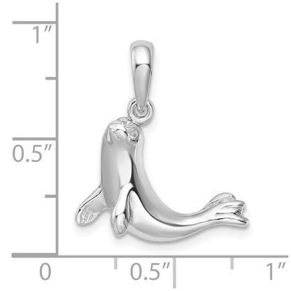 Sterling Silver De-Ani Rhodium-Plated Polished Seal Pendant