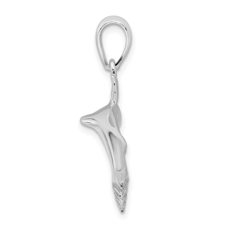 Sterling Silver De-Ani Rhodium-Plated Polished 3D Blue Shark Pendant