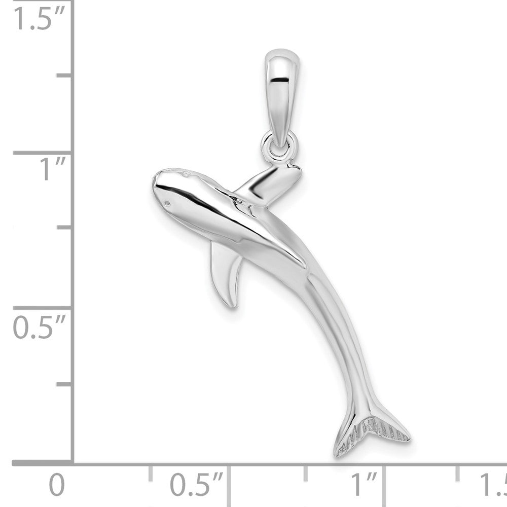 Sterling Silver De-Ani Rhodium-Plated Polished 3D Blue Shark Pendant