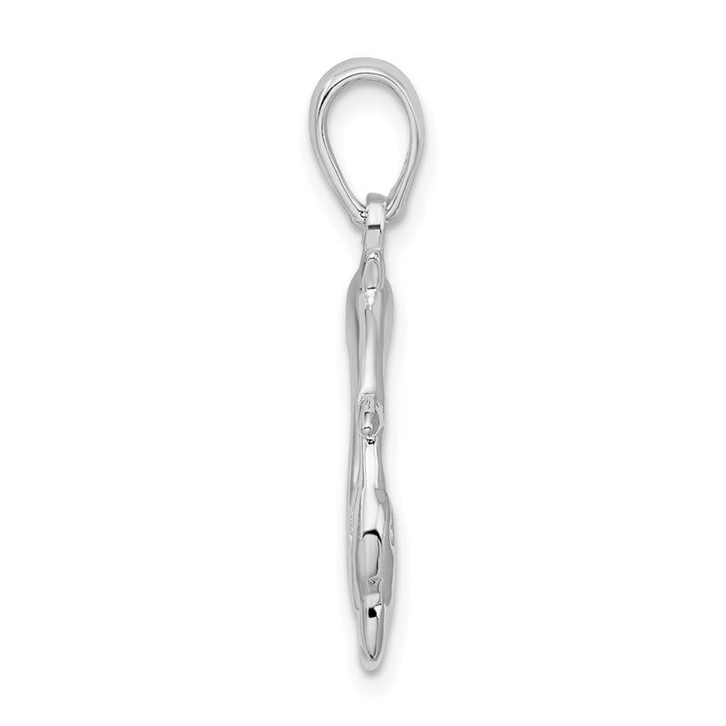 Sterling Silver De-Ani Rhodium-Plated Polished 3 Dolphin Circle Pendant