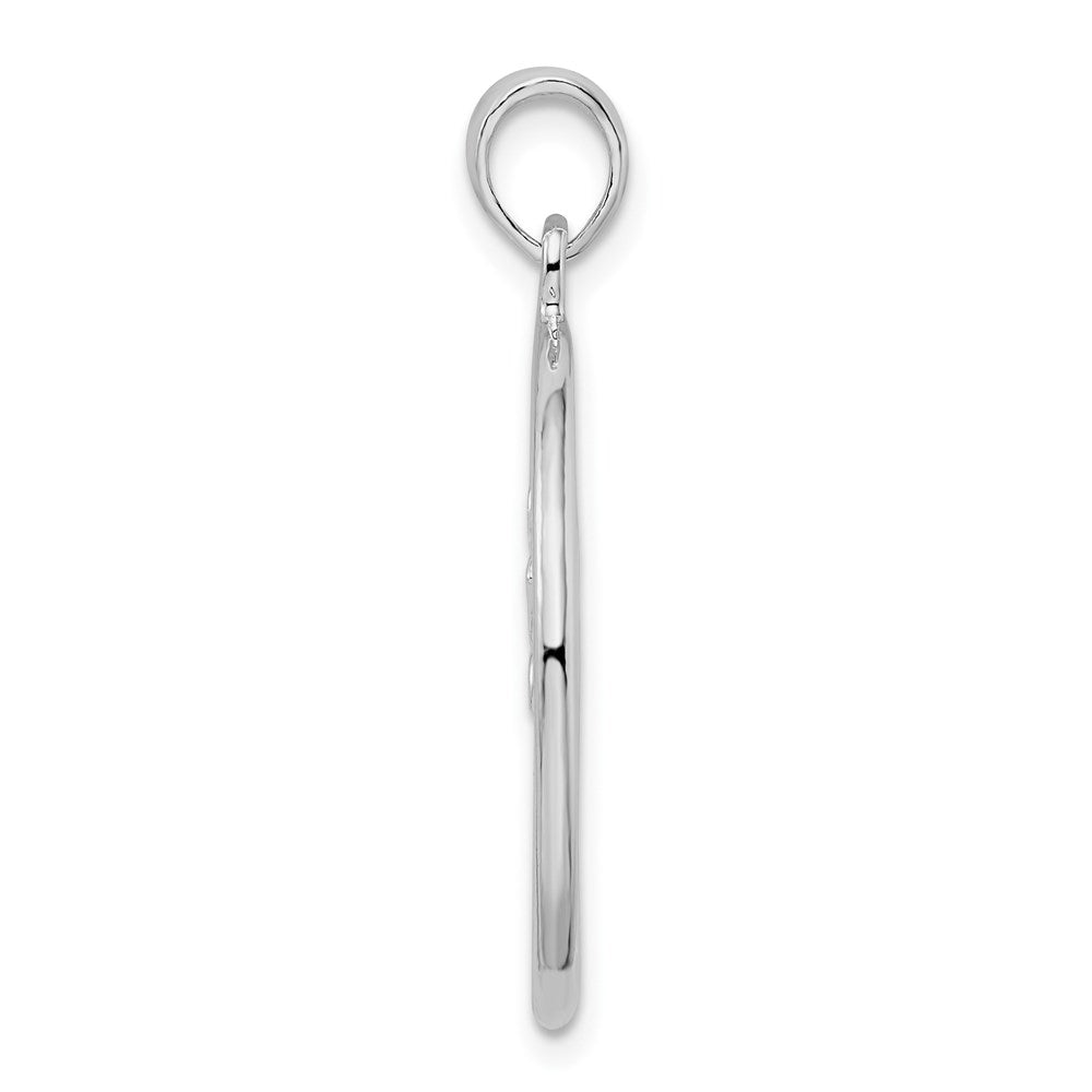 Sterling Silver De-Ani Rhodium-Plated Polished Double Palm Tree Circle Pendant