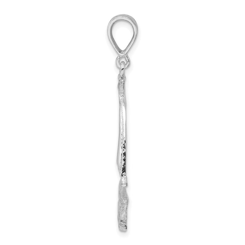 Sterling Silver De-Ani Rhodium-Plated Polished And Textured Sailboat On Water Pendant