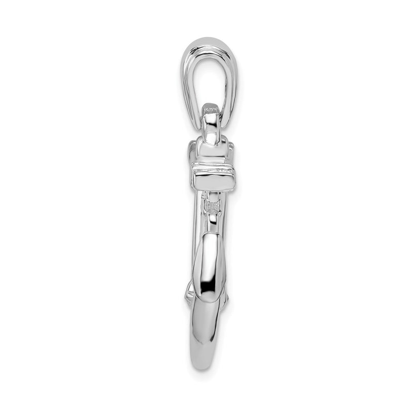 Sterling Silver De-Ani Rhodium-Plated Polished 3D Anchor With Chain Pendant