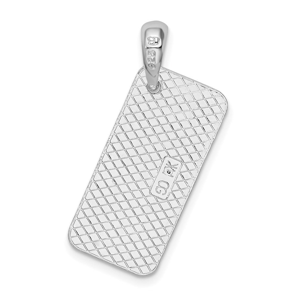 Sterling Silver De-Ani Rhodium-Plated Polished And Textured Key West License Pendant