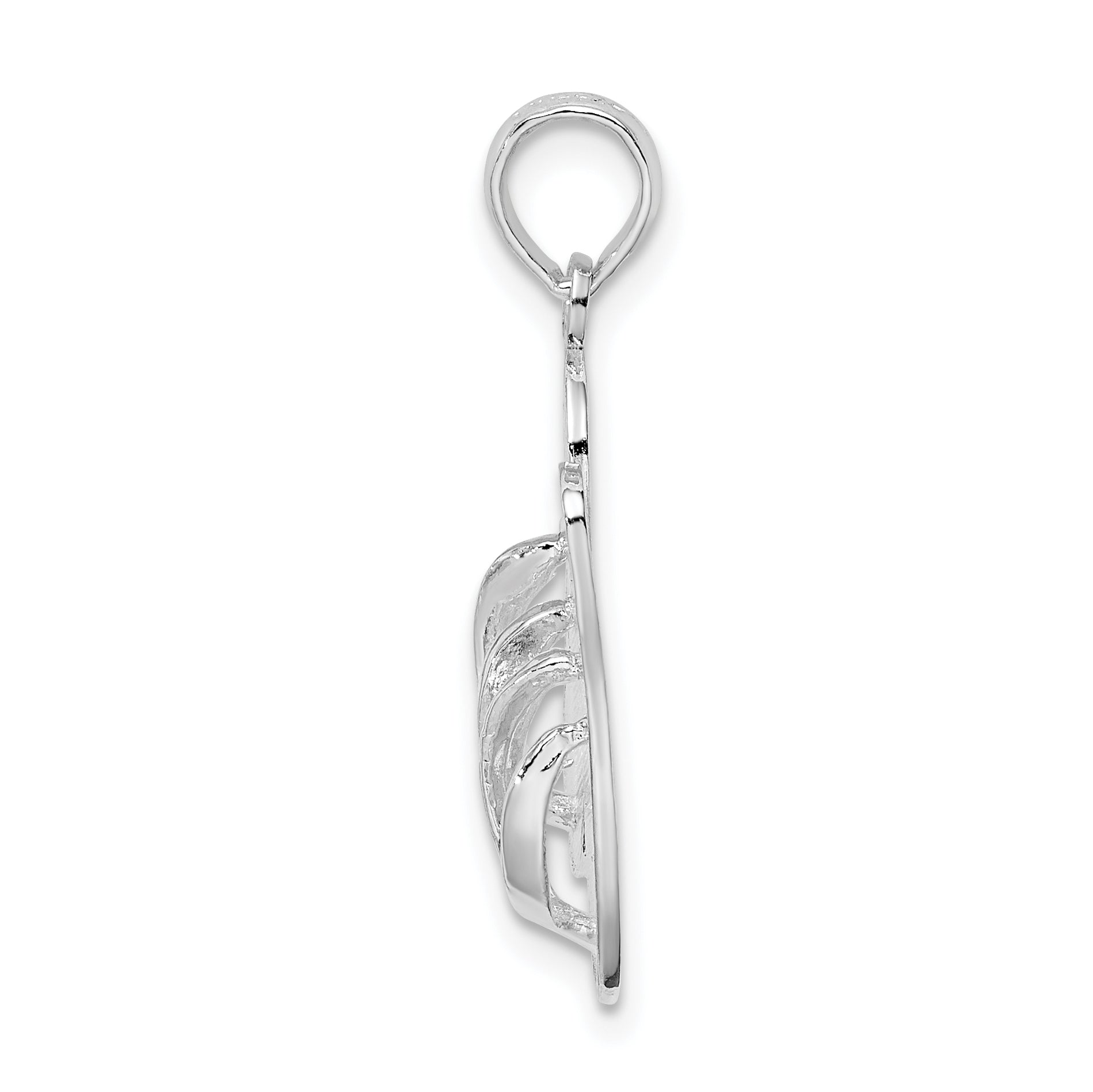 Sterling Silver De-Ani Rhodium-Plated Polished And Textured Key West Flip Flops Pendant