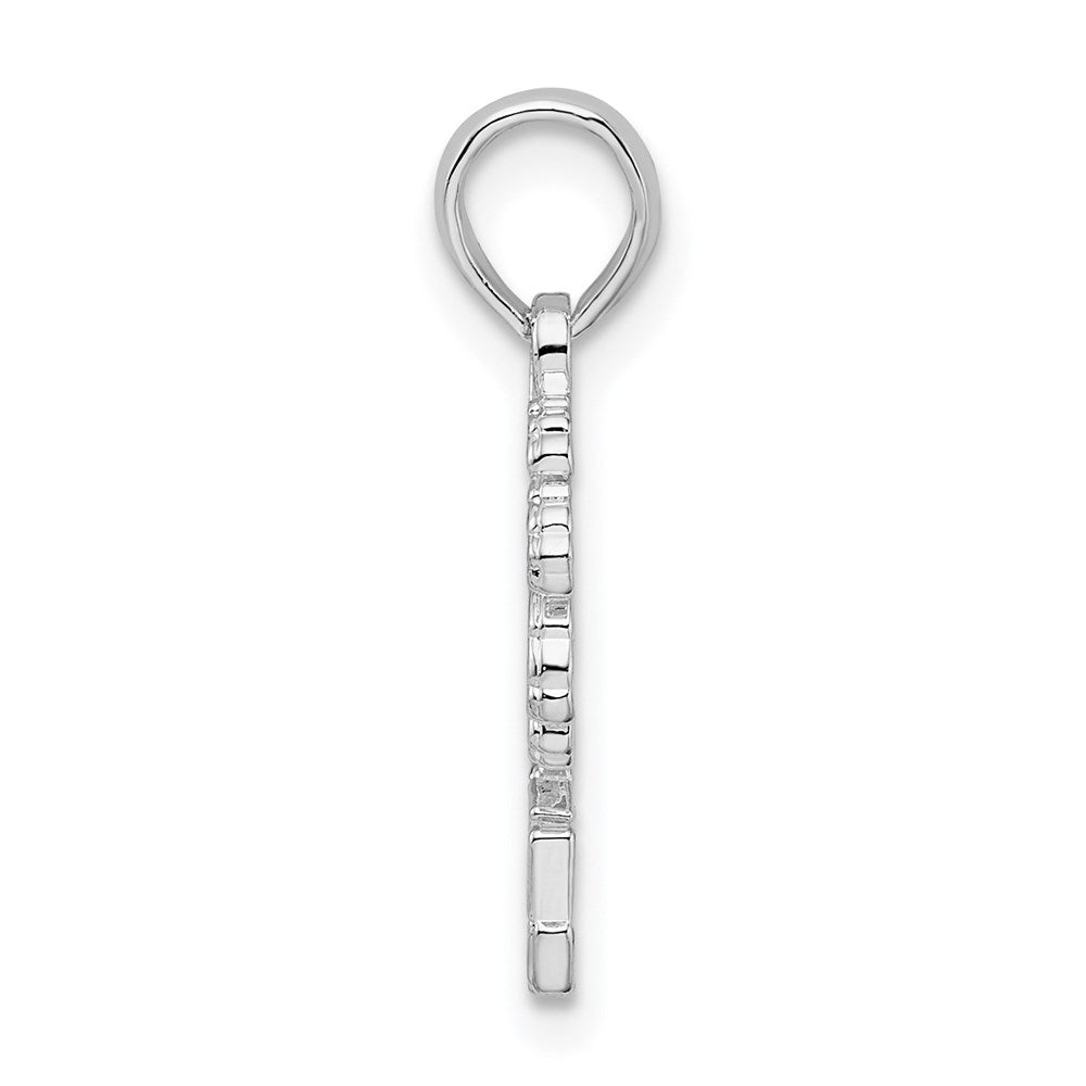 Sterling Silver De-Ani Rhodium-Plated Polished And Textured Siesta Key Palm Tree Pendant