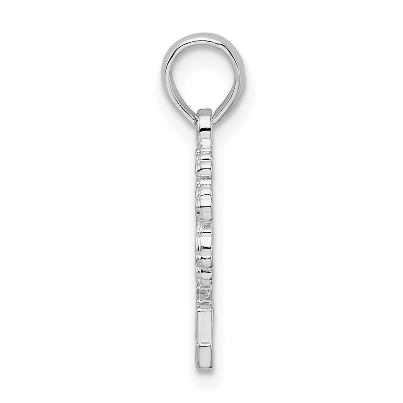 Sterling Silver De-Ani Rhodium-Plated Polished And Textured Siesta Key Palm Tree Pendant