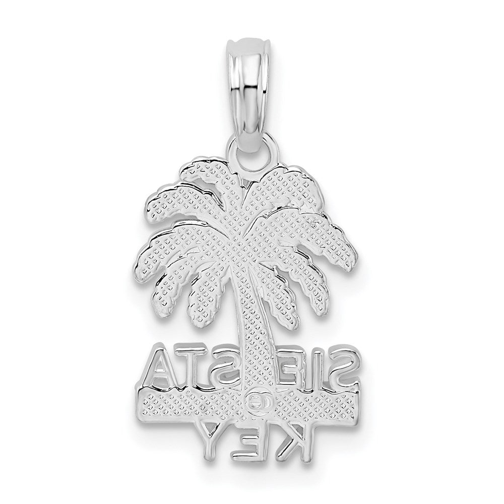 Sterling Silver De-Ani Rhodium-Plated Polished And Textured Siesta Key Palm Tree Pendant