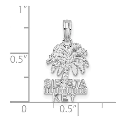 Sterling Silver De-Ani Rhodium-Plated Polished And Textured Siesta Key Palm Tree Pendant