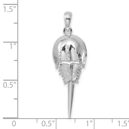 Sterling Silver De-Ani Rhodium-Plated Polished Moving Tail Horse Shoe Crab Pendant