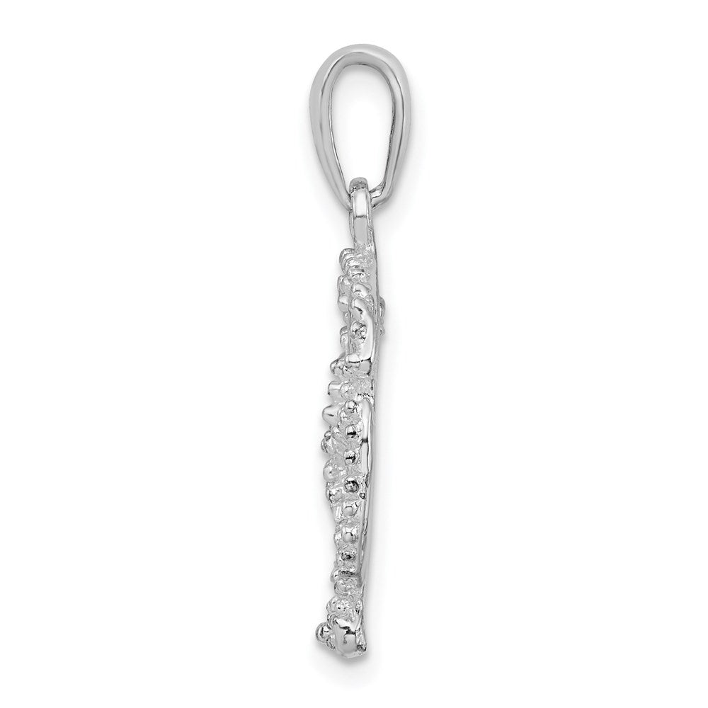 Sterling Silver De-Ani Rhodium-Plated Polished And Textured Sand Dollar Pendant