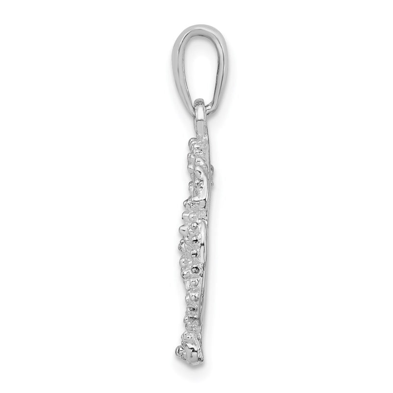 Sterling Silver De-Ani Rhodium-Plated Polished And Textured Sand Dollar Pendant