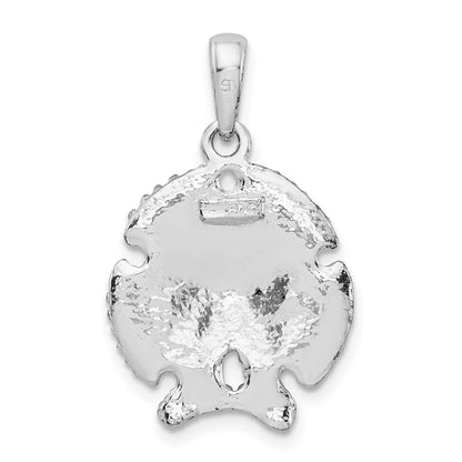 Sterling Silver De-Ani Rhodium-Plated Polished And Textured Sand Dollar Pendant