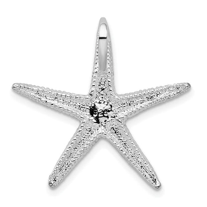 Sterling Silver De-Ani Rhodium-Plated Polished And Textured Starfish Slide
