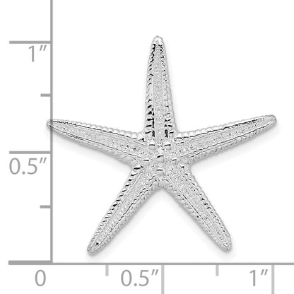 Sterling Silver De-Ani Rhodium-Plated Polished And Textured Starfish Slide