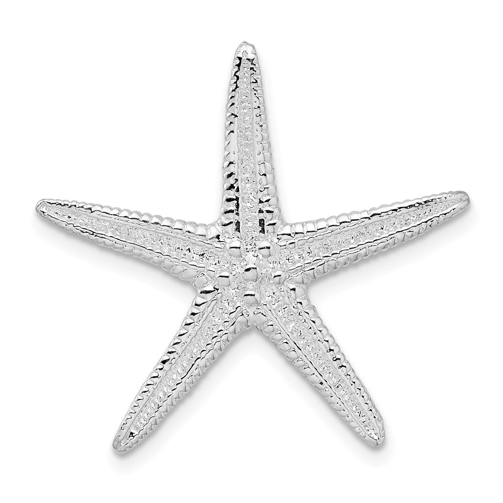 Sterling Silver De-Ani Rhodium-Plated Polished And Textured Starfish Slide