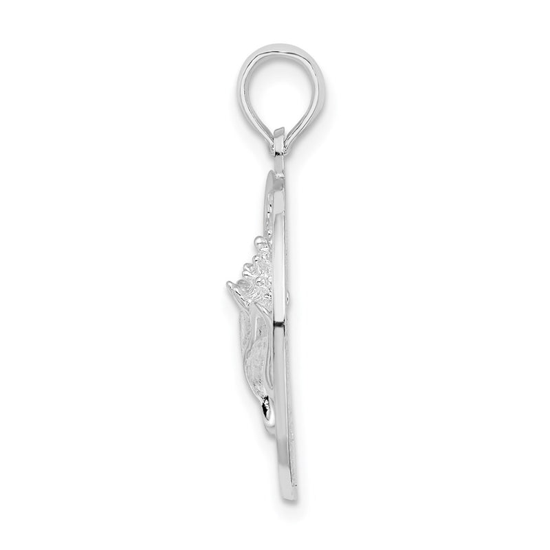Sterling Silver De-Ani Rhodium-Plated Polished Marco Island With Shell Pendant