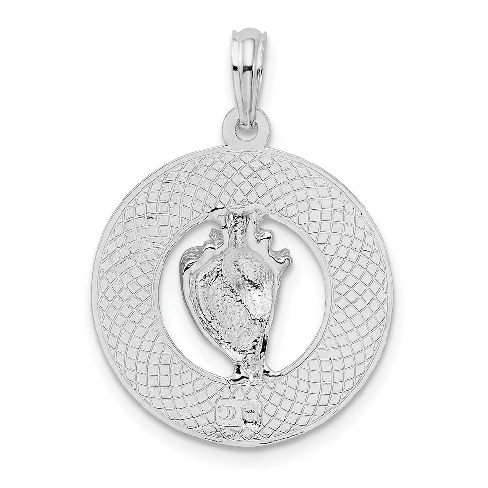Sterling Silver De-Ani Rhodium-Plated Polished Marco Island With Shell Pendant