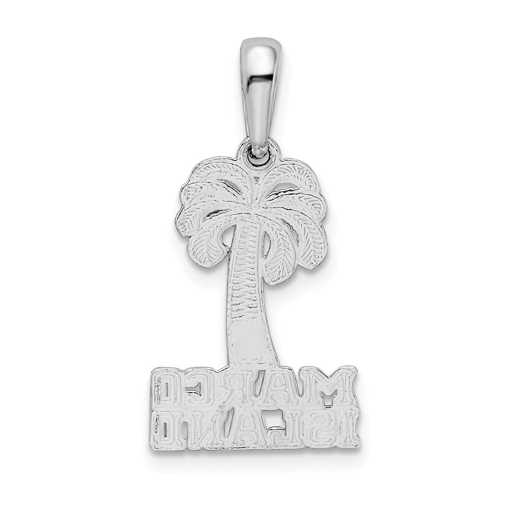 Sterling Silver De-Ani Rhodium-Plated Polished Marco Island Palm Tree Pendant