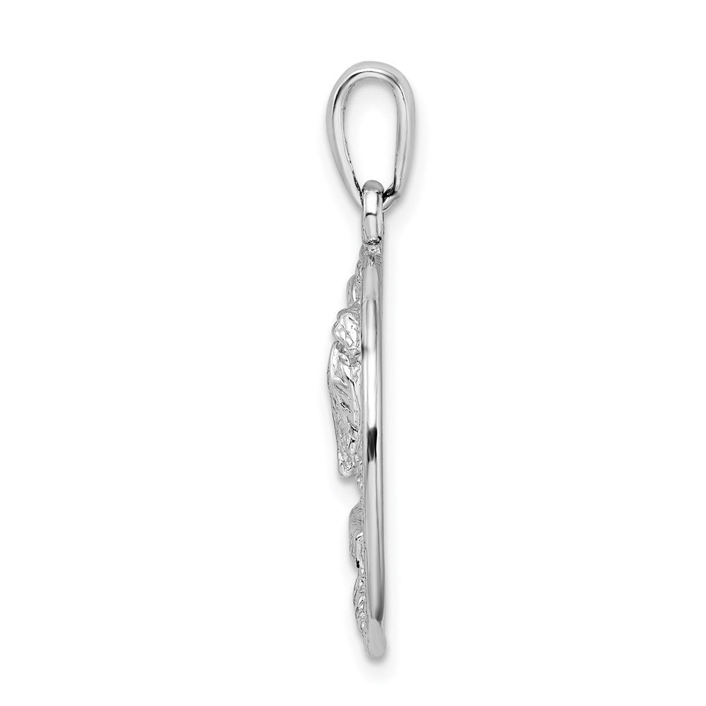 Sterling Silver De-Ani Rhodium-Plated Polished Marco Island Palm Tree Pendant