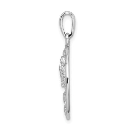Sterling Silver De-Ani Rhodium-Plated Polished Marco Island Palm Tree Pendant