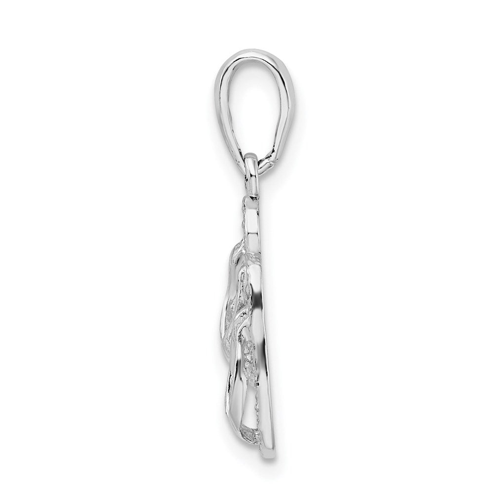 Sterling Silver De-Ani Rhodium-Plated Polished And Textured Marco Island Flip Flops Pendant