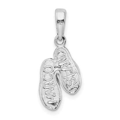 Sterling Silver De-Ani Rhodium-Plated Polished And Textured Marco Island Flip Flops Pendant
