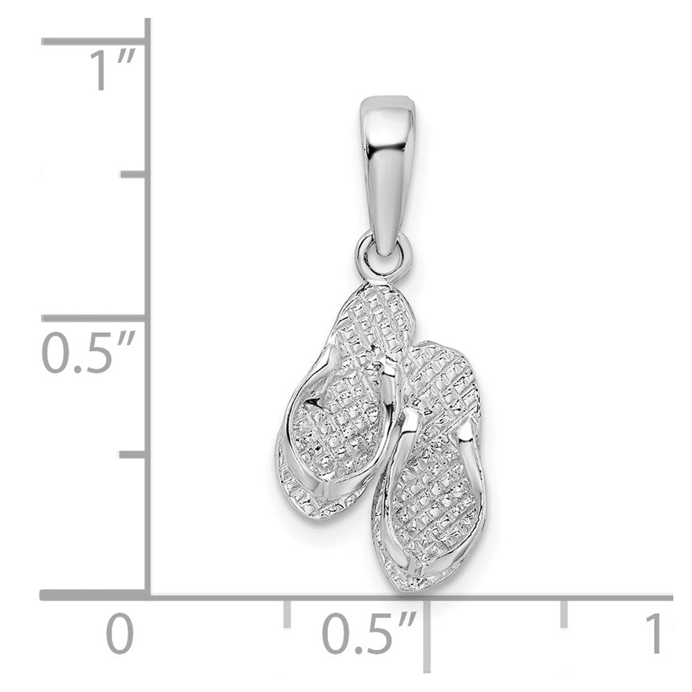 Sterling Silver De-Ani Rhodium-Plated Polished And Textured Marco Island Flip Flops Pendant