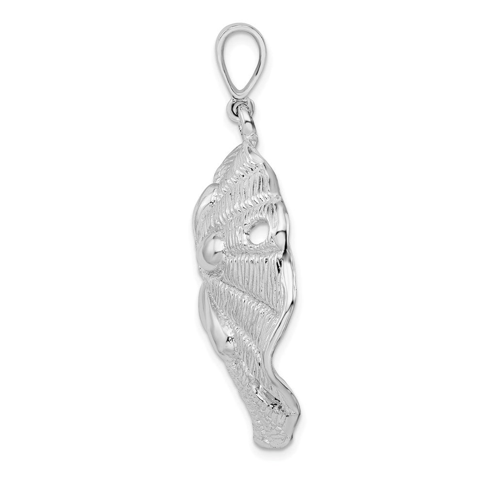 Sterling Silver De-Ani Rhodium-Plated Polished And Textured Beveled Sand Dollar Pendant