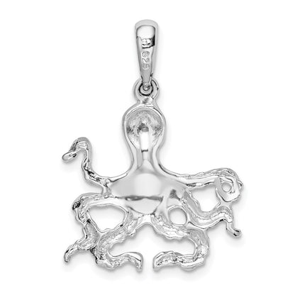 Sterling Silver De-Ani Rhodium-Plated Polished Octopus Pendant