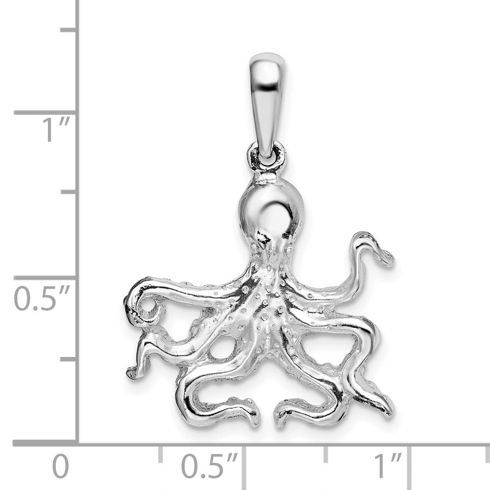 Sterling Silver De-Ani Rhodium-Plated Polished Octopus Pendant