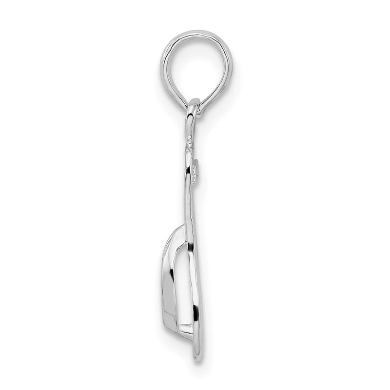 Sterling Silver De-Ani Rhodium-Plated Polished And Textured Flip Flop Pendant