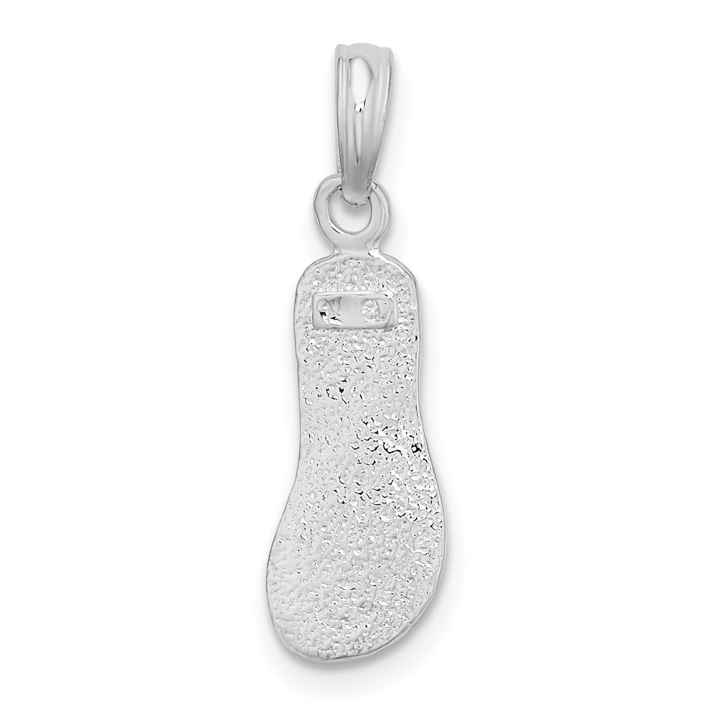 Sterling Silver De-Ani Rhodium-Plated Polished And Textured Flip Flop Pendant